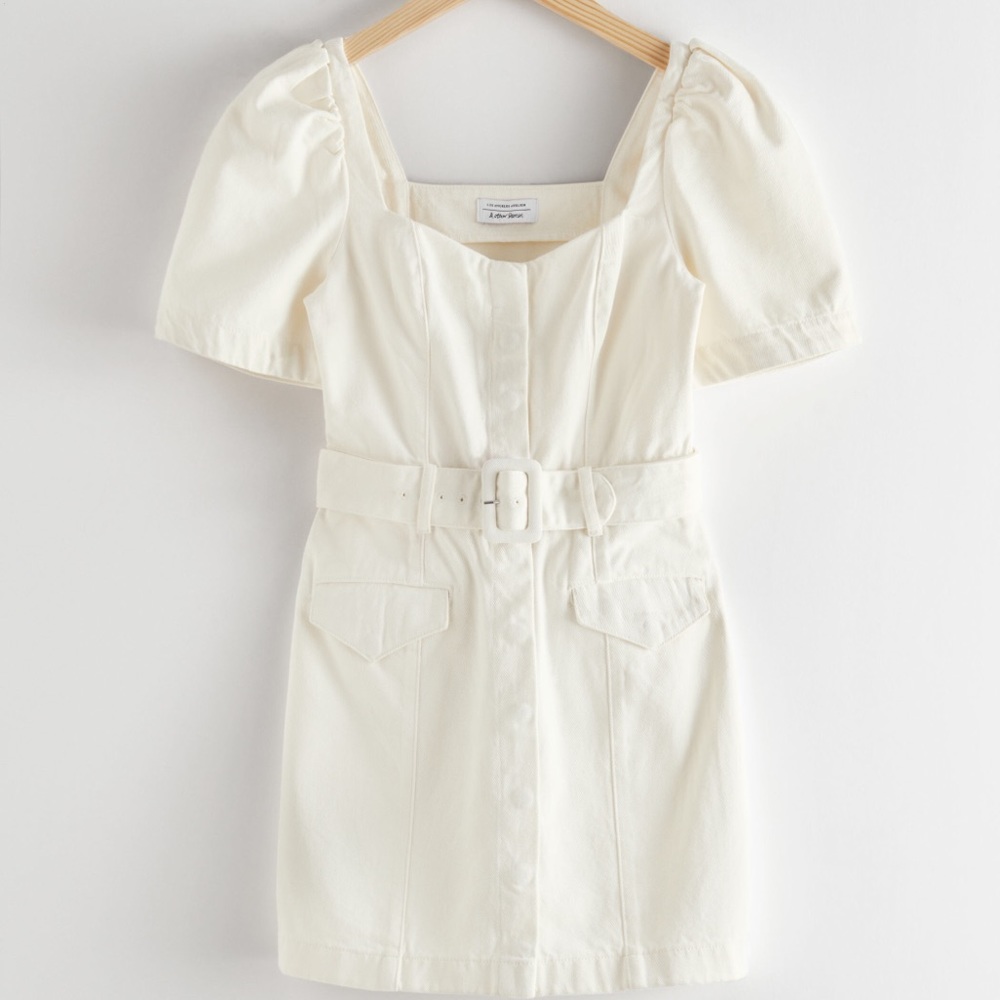 Belted Sweetheart Neckline Mini Dress
